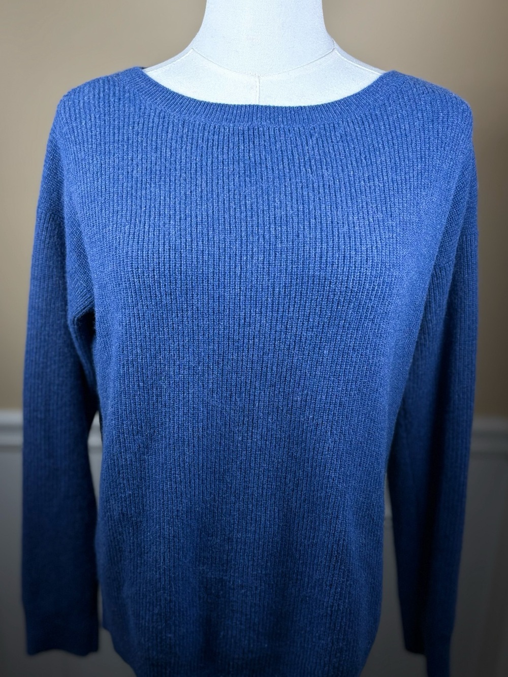 💙 Club Monaco 100% Cashmere Blue Reversible Open-Back Sweater S/P